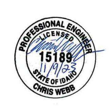 Stamp: Professional Engineering Chris Webb licensed state of Idaho 15189